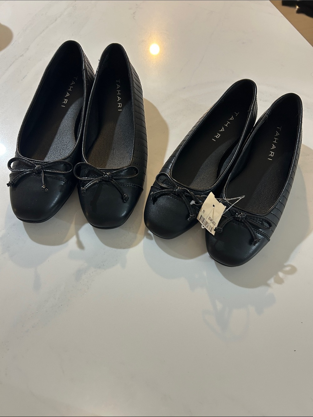 Tahari Black Quilted Bow Ballet Flats